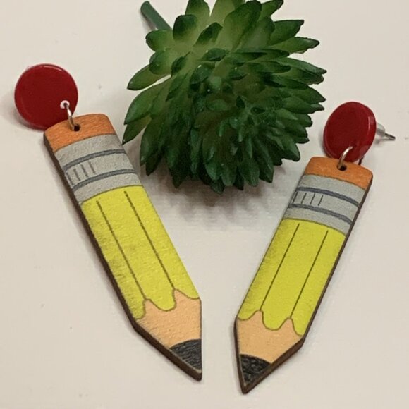 Pencil Earring, Teacher Earring, Educator Earring, Teacher Appreciation Gift - Picture 1 of 4